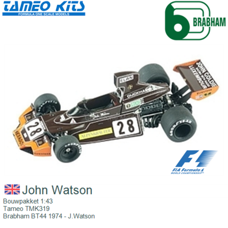 Bouwpakket 1:43 | Tameo TMK319 | Brabham BT44 1974 - J.Watson
