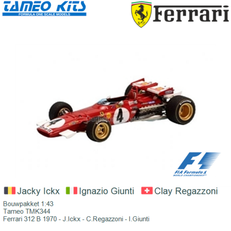 Bouwpakket 1:43 | Tameo TMK344 | Ferrari 312 B 1970 - J.Ickx - C.Regazzoni - I.Giunti