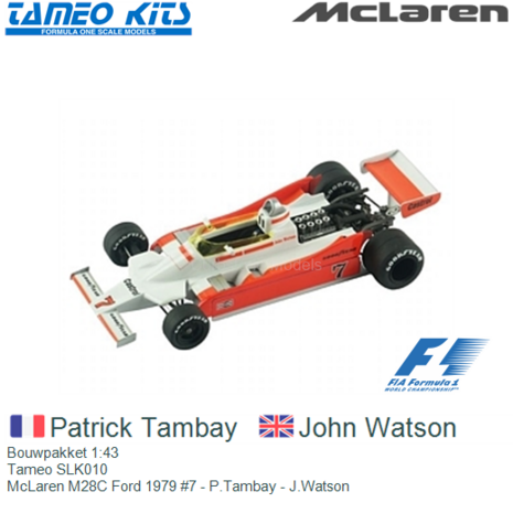 Bouwpakket 1:43 | Tameo SLK010 | McLaren M28C Ford 1979 #7 - P.Tambay - J.Watson