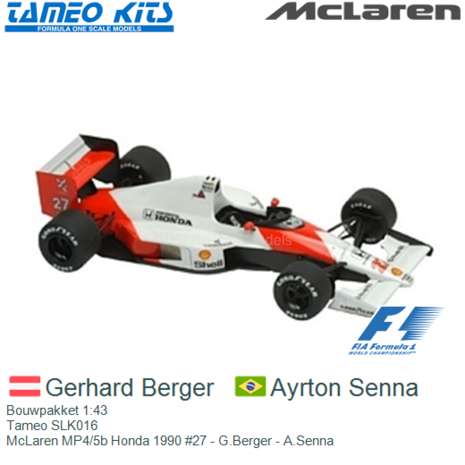 Bouwpakket 1:43 | Tameo SLK016 | McLaren MP4/5b Honda 1990 #27 - G.Berger - A.Senna