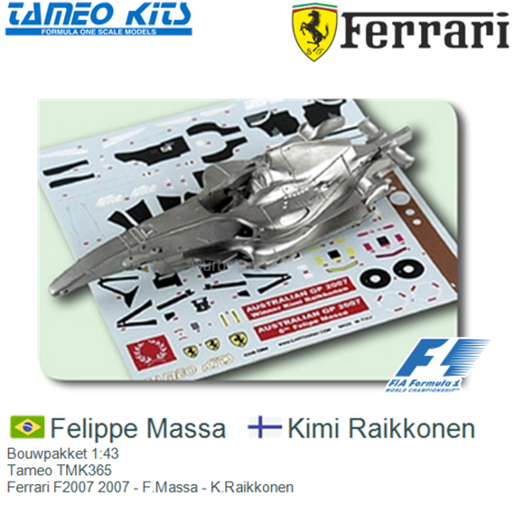 Bouwpakket 1:43 | Tameo TMK365 | Ferrari F2007 2007 - F.Massa - K.Raikkonen