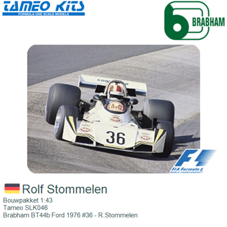 Bouwpakket 1:43 | Tameo SLK046 | Brabham BT44b Ford 1976 #36 - R.Stommelen
