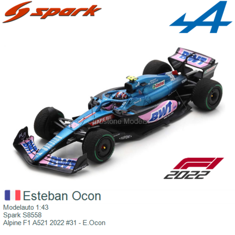Modelauto 1:43 | Spark S8558 | Alpine F1 A521 2022 #31 - E.Ocon