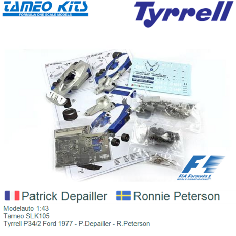Modelauto 1:43 | Tameo SLK105 | Tyrrell P34/2 Ford 1977 - P.Depailler - R.Peterson