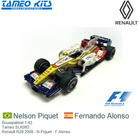 Bouwpakket 1:43 | Tameo SLK063 | Renault R28 2008 - N.Piquet - F.Alonso