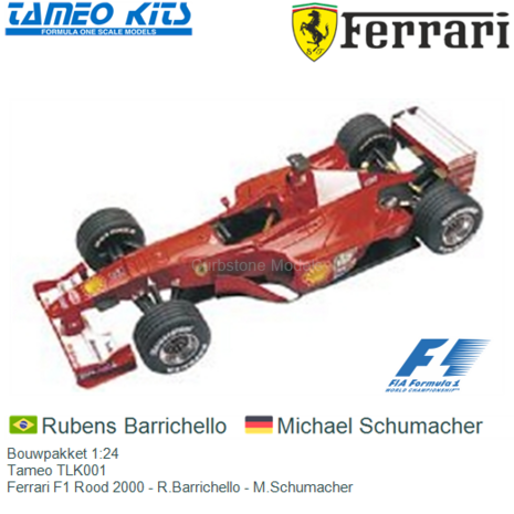 Bouwpakket 1:24 | Tameo TLK001 | Ferrari F1 Rood 2000 - R.Barrichello - M.Schumacher