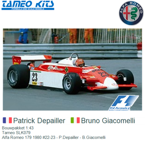Bouwpakket 1:43 | Tameo SLK079 | Alfa Romeo 179 1980 #22-23 - P.Depailler - B.Giacomelli