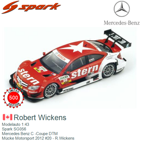 Modelauto 1:43 | Spark SG056 | Mercedes Benz C -Coupe DTM | Mücke Motorsport 2012 #20 - R.Wickens