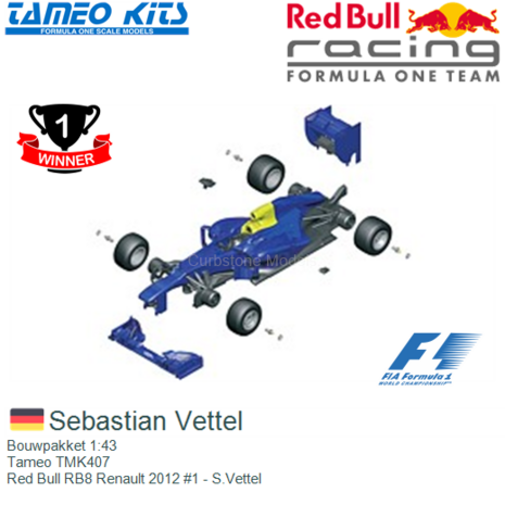 Bouwpakket 1:43 | Tameo TMK407 | Red Bull RB8 Renault 2012 #1 - S.Vettel