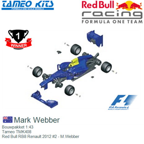 Bouwpakket 1:43 | Tameo TMK408 | Red Bull RB8 Renault 2012 #2 - M.Webber