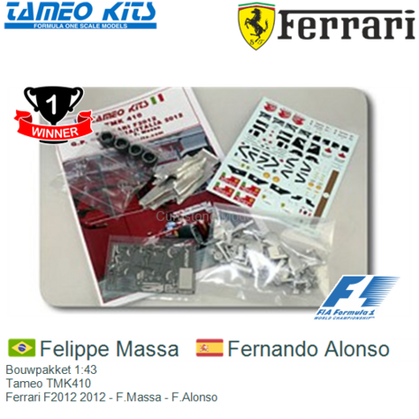 Bouwpakket 1:43 | Tameo TMK410 | Ferrari F2012 2012 - F.Massa - F.Alonso