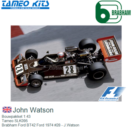 Bouwpakket 1:43 | Tameo SLK095 | Brabham Ford BT42 Ford 1974 #28 - J.Watson