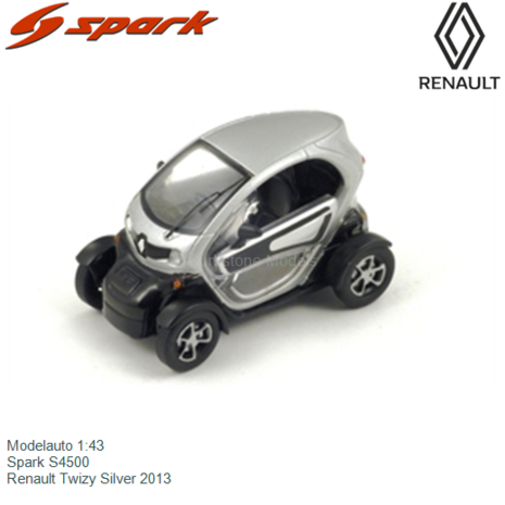 Modelauto 1:43 | Spark S4500 | Renault Twizy Silver 2013