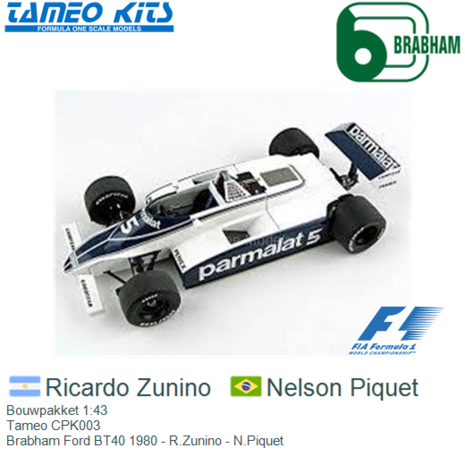 Bouwpakket 1:43 | Tameo CPK003 | Brabham Ford BT40 1980 - R.Zunino - N.Piquet