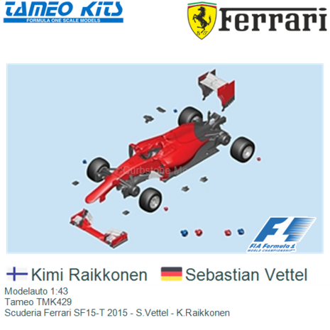 Modelauto 1:43 | Tameo TMK429 | Scuderia Ferrari SF15-T 2015 - S.Vettel - K.Raikkonen