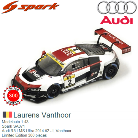 Modelauto 1:43 | Spark SA071 | Audi R8 LMS Ultra 2014 #2 - L.Vanthoor