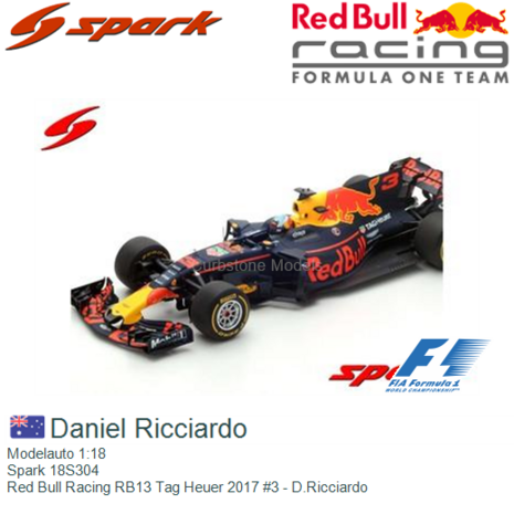 Modelauto 1:18 | Spark 18S304 | Red Bull Racing RB13 Tag Heuer 2017 #3 - D.Ricciardo