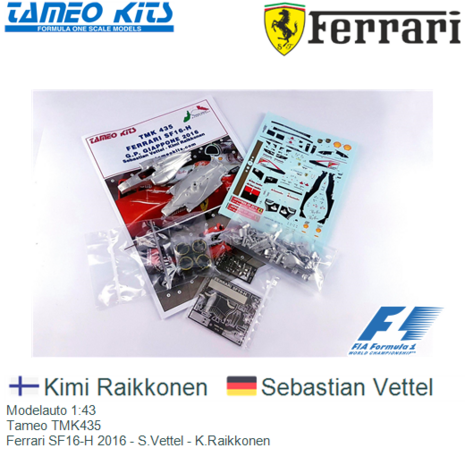 Modelauto 1:43 | Tameo TMK435 | Ferrari SF16-H 2016 - S.Vettel - K.Raikkonen