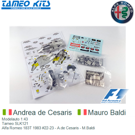 Modelauto 1:43 | Tameo SLK121 | Alfa Romeo 183T 1983 #22-23 - A.de Cesaris - M.Baldi