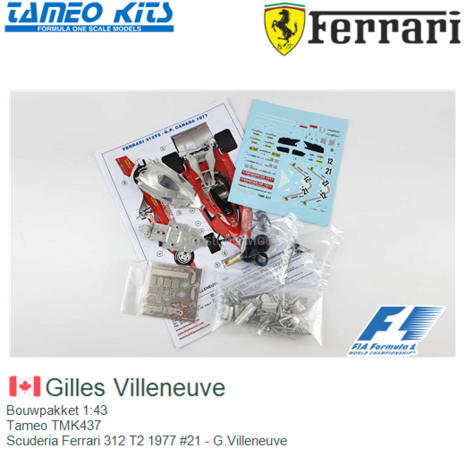 Bouwpakket 1:43 | Tameo TMK437 | Scuderia Ferrari 312 T2 1977 #21 - G.Villeneuve