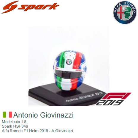 Modelauto 1:8 | Spark HSP046 | Alfa Romeo F1 Helm 2019 - A.Giovinazzi