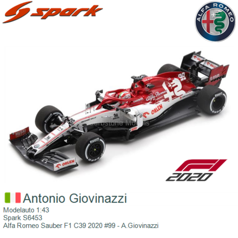 Modelauto 1:43 | Spark S6453 | Alfa Romeo Sauber F1 C39 2020 #99 - A.Giovinazzi