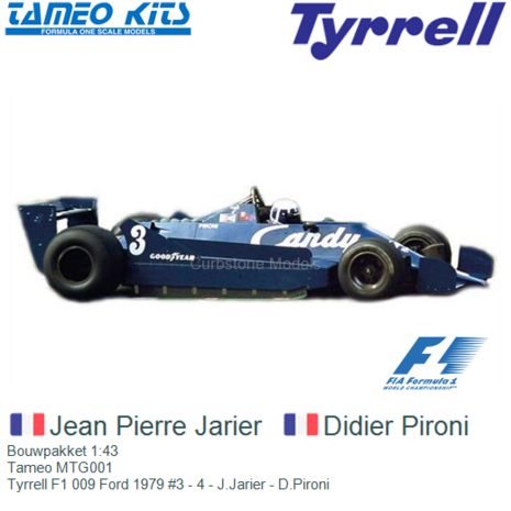 Bouwpakket 1:43 | Tameo MTG001 | Tyrrell F1 009 Ford 1979 #3 - 4 - J.Jarier - D.Pironi