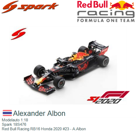 Modelauto 1:18 | Spark 18S476 | Red Bull Racing RB16 Honda 2020 #23 - A.Albon