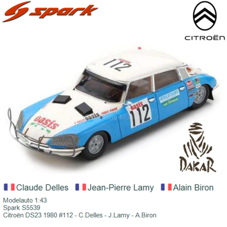 Modelauto 1:43 | Spark S5539 | Citroën DS23 1980 #112 - C.Delles - J.Lamy - A.Biron