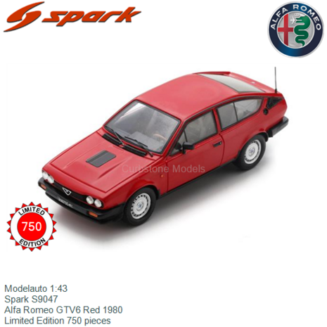 Modelauto 1:43 | Spark S9047 | Alfa Romeo GTV6 Red 1980