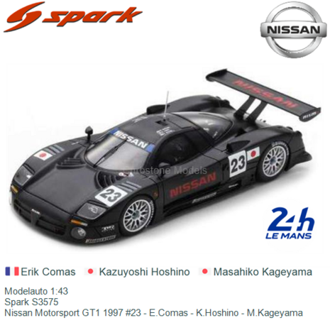 Modelauto 1:43 | Spark S3575 | Nissan Motorsport GT1 1997 #23 - E.Comas - K.Hoshino - M.Kageyama