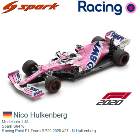 Modelauto 1:43 | Spark S6478 | Racing Point F1 Team RP20 2020 #27 - N.Hulkenberg