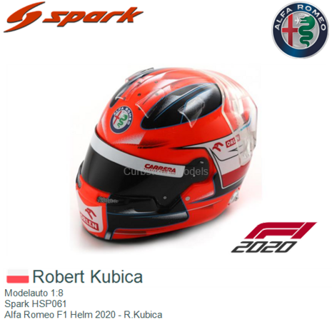 Modelauto 1:8 | Spark HSP061 | Alfa Romeo F1 Helm 2020 - R.Kubica