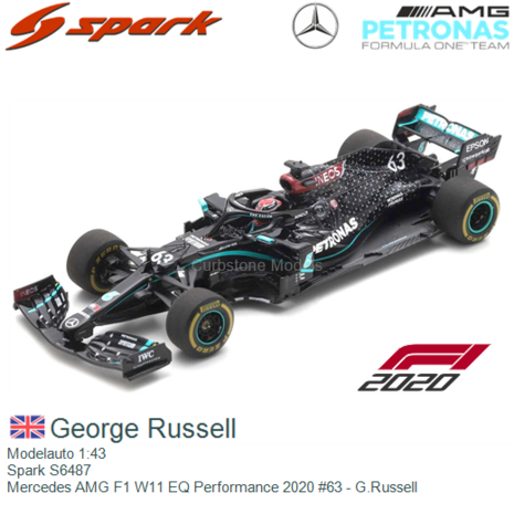 Modelauto 1:43 | Spark S6487 | Mercedes AMG F1 W11 EQ Performance 2020 #63 - G.Russell