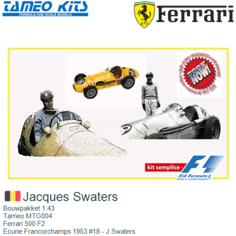 Bouwpakket 1:43 | Tameo MTG004 | Ferrari 500 F2 | Ecurie Francorchamps 1953 #18 - J.Swaters