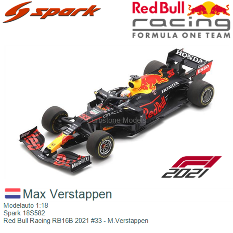 Modelauto 1:18 | Spark 18S582 | Red Bull Racing RB16B 2021 #33 - M.Verstappen