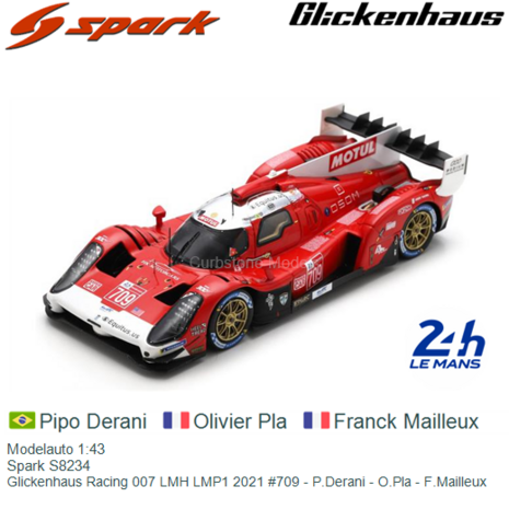 Modelauto 1:43 | Spark S8234 | Glickenhaus Racing 007 LMH LMP1 2021 #709 - P.Derani - O.Pla - F.Mailleux