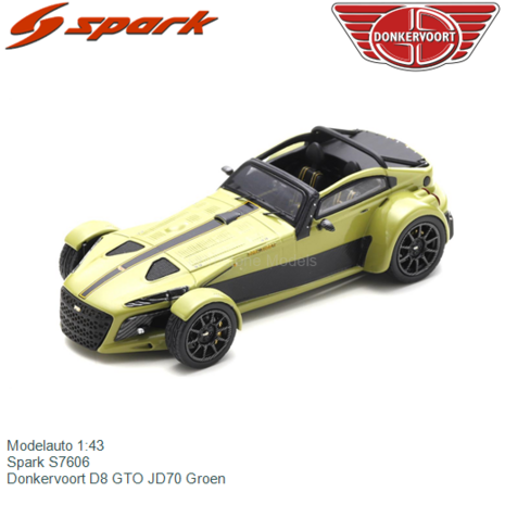 Modelauto 1:43 | Spark S7606 | Donkervoort D8 GTO JD70 Groen