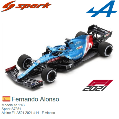 Modelauto 1:43 | Spark S7851 | Alpine F1 A521 2021 #14 - F.Alonso