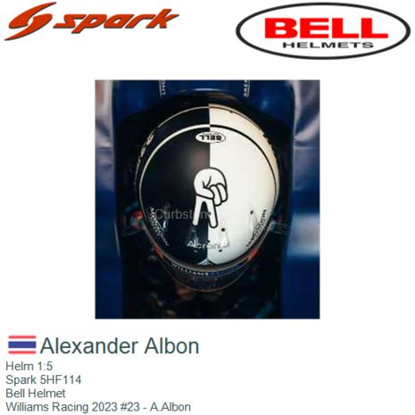 Helm 1:5 | Spark 5HF114 | Bell Helmet | Williams Racing 2023 #23 - A.Albon