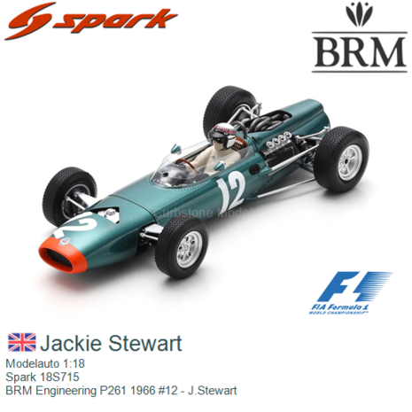 Modelauto 1:18 | Spark 18S715 | BRM Engineering P261 1966 #12 - J.Stewart
