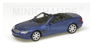 Modelauto 1:43 | Minichamps 400031030 | Mercedes Benz SL Cabrio Blauw metallic 2001