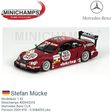 Modelauto 1:43 | Minichamps 400043318 | Mercedes Benz CLK | Persson 2004 #18 - S.M&#252;cke