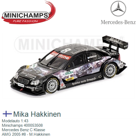 Modelauto 1:43 | Minichamps 400053508 | Mercedes Benz C Klasse | AMG 2005 #8 - M.Hakkinen
