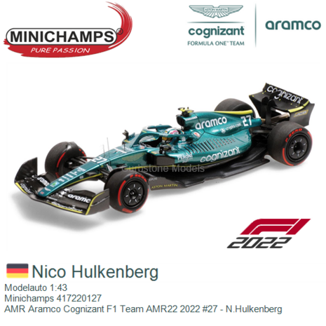 Modelauto 1:43 | Minichamps 417220127 | AMR Aramco Cognizant F1 Team AMR22 2022 #27 - N.Hulkenberg