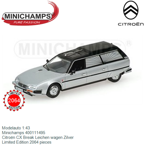 Modelauto 1:43 | Minichamps 400111495 | Citroën CX Break Leichen wagen Zilver