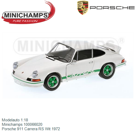 Modelauto 1:18 | Minichamps 100066020 | Porsche 911 Carrera RS Wit 1972