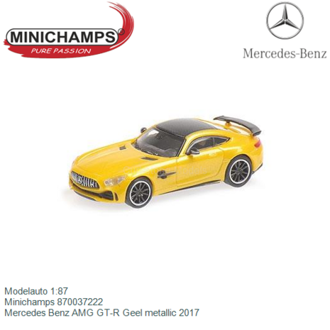 Modelauto 1:87 | Minichamps 870037222 | Mercedes Benz AMG GT-R Geel metallic 2017