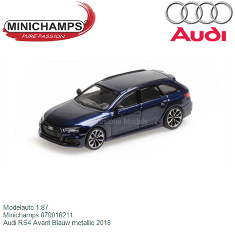 Modelauto 1:87 | Minichamps 870018211 | Audi RS4 Avant Blauw metallic 2018