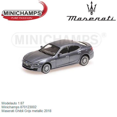 Modelauto 1:87 | Minichamps 870123002 | Maserati Ghibli Grijs metallic 2018